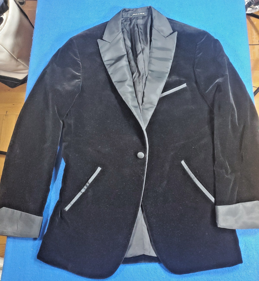Ralph Lauren Purple Label Velvet Tuxedo Jacket 40R Black Silk Peak Lapel Italy